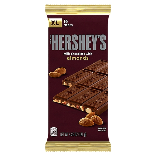 HERSHEY'S Milk Chocolate with Almonds XL, Candy Bar, 4.25 oz