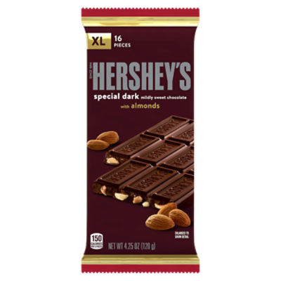 HERSHEY'S SPECIAL DARK Mildly Sweet Chocolate with Almonds XL, Candy Bar, 4.25 oz