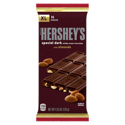 HERSHEY'S SPECIAL DARK Mildly Sweet Chocolate with Almonds XL, Candy Bar, 4.25 oz, 4.25 Ounce