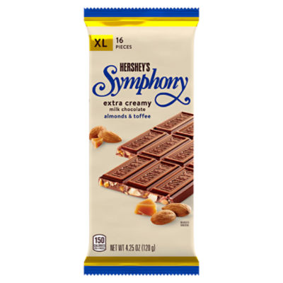 HERSHEY'S SYMPHONY Milk Chocolate, Almonds and Toffee XL, Candy Bar, 4.25 oz