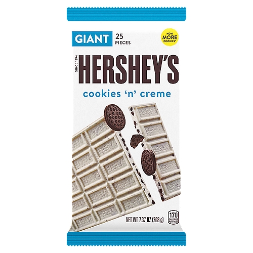 HERSHEY'S Cookies 'n' Creme Giant Candy, 7.37 oz, Bar (25 Pieces)