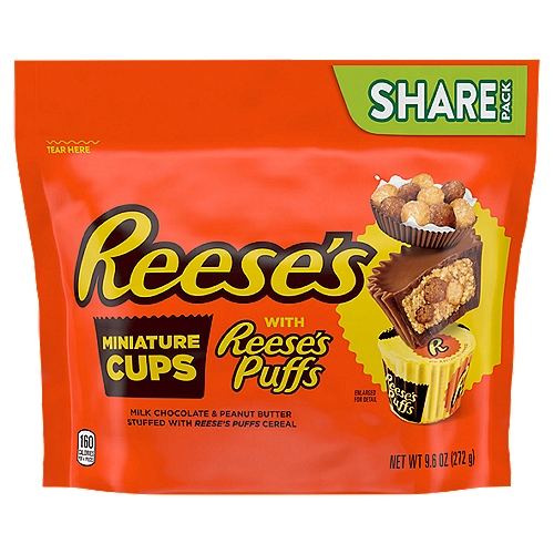 Reese's Miniatures Stuffed with Reese's Puffs Share Stand Up Bag, 9.6 oz, 8ct