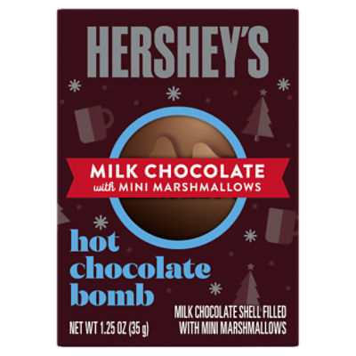 HERSHEY'S Milk Chocolate Mini Marshmallows Hot Chocolate Bomb, Christmas Candy Gift Box, 1.25 oz