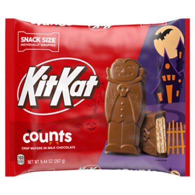 KIT KAT® Milk Chocolate Wafer Snack Size Counts, Halloween Candy Bag, 9.44 oz