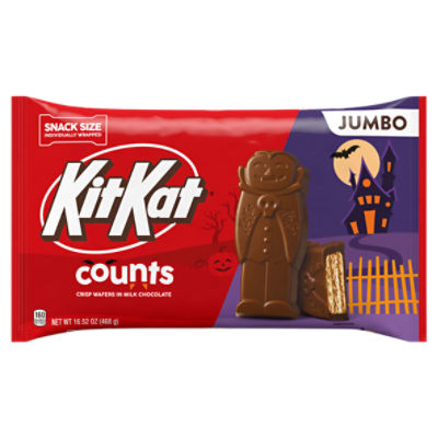 KIT KAT® Milk Chocolate Wafer Snack Size Counts, Halloween Candy Jumbo Bag, 16.52 oz