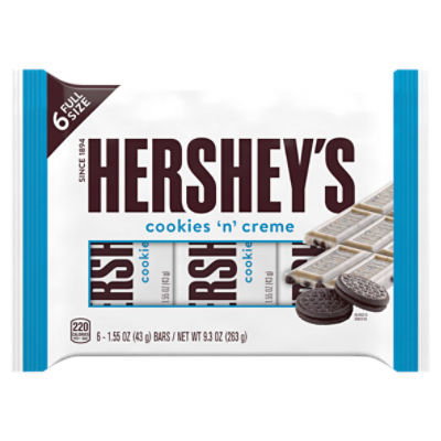 Hershey's Cookies 'n' Creme Bars Full Size, 1.55 oz, 6 count