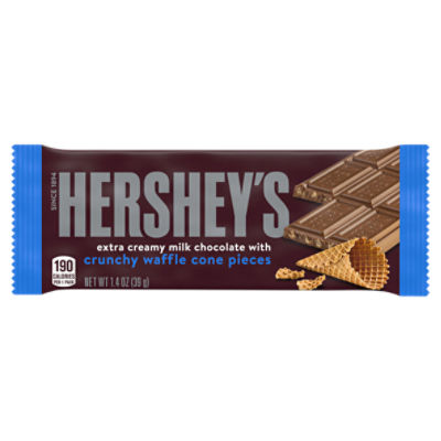 HERSHEY'S Milk Chocolate with Waffle Cone Pieces Candy Bar, 1.4 oz