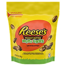 REESE'S Milk Chocolate Peanut Butter Creme Mini Eggs, Easter Candy Resealable Bag, 8 oz, 8 Ounce