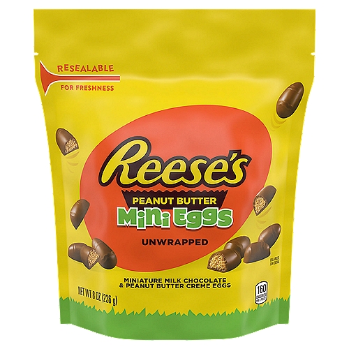 REESE'S Milk Chocolate Peanut Butter Creme Mini Eggs, Easter Candy Resealable Bag, 8 oz