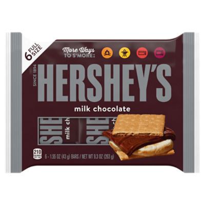 Hershey's Milk Chocolate Bars Full Size, 1.55 oz, 6 count