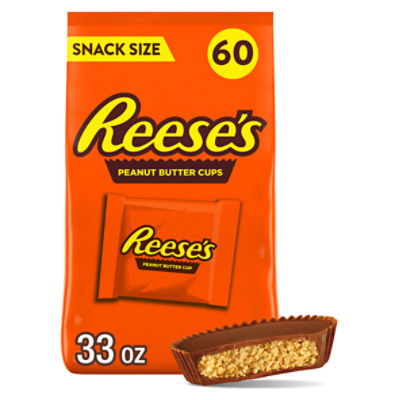 Reese's Milk Chocolate & Peanut Butter Cups Candy Snack Size, 60 count, 33 oz