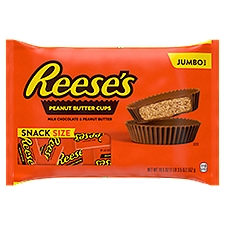 REESE'S Milk Chocolate Peanut Butter Snack Size Cups, Candy Jumbo Bag, 19.5 oz