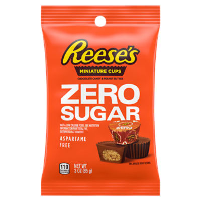 Reese's Zero Sugar Chocolate Candy & Peanut Butter Miniature Cups, 3 oz