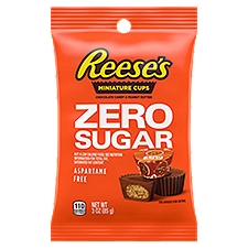 REESE'S Zero Sugar Miniatures Chocolate Peanut Butter Cups, Candy Bag, 3 oz