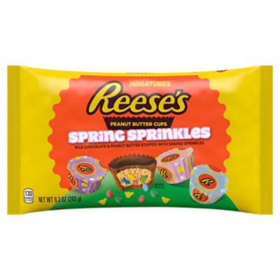 Reese's Miniatures Milk Chocolate & Peanut Butter Cups Stuffed with Shaped Spring Sprinkles, 9.3 oz