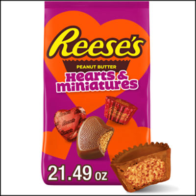Reese's Hearts & Miniatures Peanut Butter Chocolate Candy Assortment, 21.49 oz