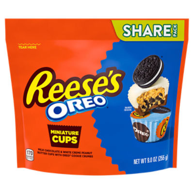 REESE'S OREO® Miniatures Milk Chocolate and White Creme Peanut Butter Cups, Candy Share Pack, 9 oz