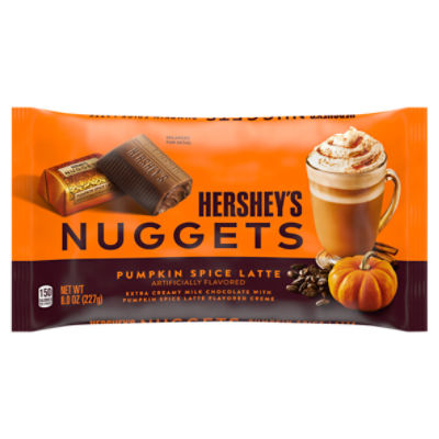 HERSHEY'S NUGGETS Pumpkin Spice Latte Flavored Halloween Candy Bag, 8 oz