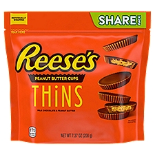 REESE'S THiNS Milk Chocolate Peanut Butter Cups, Candy Share Pack, 7.37 oz, 7.37 Ounce