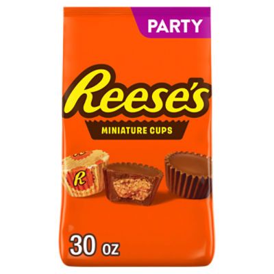 Reese's Miniature Cups Milk Chocolate & Peanut Butter Candy Party Pack, 30 oz