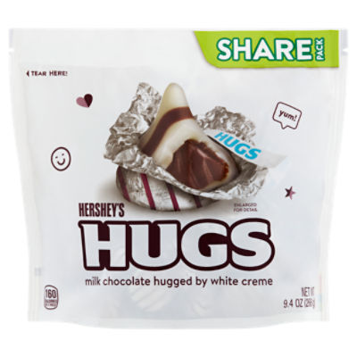 Hershey's Hugs Milk Chocolate Hugged by White Creme Share Pack, 9.4 oz