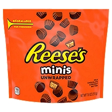 REESE'S Minis Unwrapped Milk Chocolate Peanut Butter Cups, Candy Bag, 7.6 oz, 7.6 Ounce