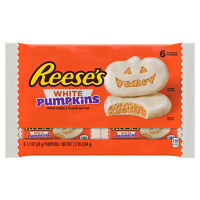 REESE'S White Creme Peanut Butter Pumpkins, Halloween Candy Packs, 1.2 oz