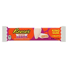 REESE'S White Creme Peanut Butter King Size Hearts, Valentine's Day Candy Pack, 2.4 oz