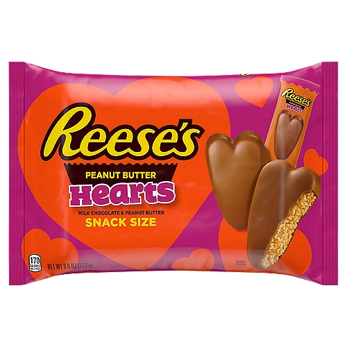REESE'S Milk Chocolate Peanut Butter Snack Size, Valentine's Day Candy Bag, 9.6 oz