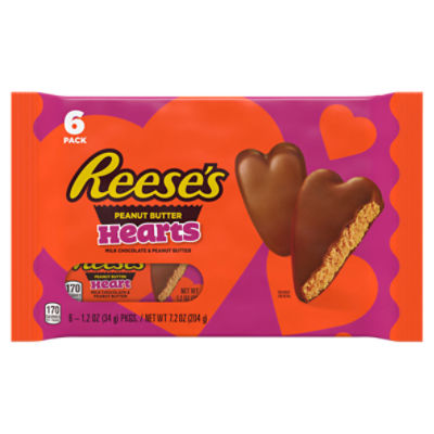 Reese's Milk Chocolate & Peanut Butter Hearts Candy, 1.2 oz, 6 count