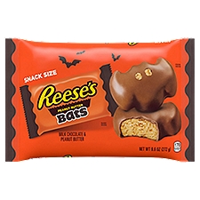 REESE'S Milk Chocolate Peanut Butter Snack Size Bats, Halloween Candy Bag, 9.6 oz