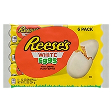 REESE'S White Creme Peanut Butter Eggs Candy, Easter, 1.2 oz, Packs (6 Count)