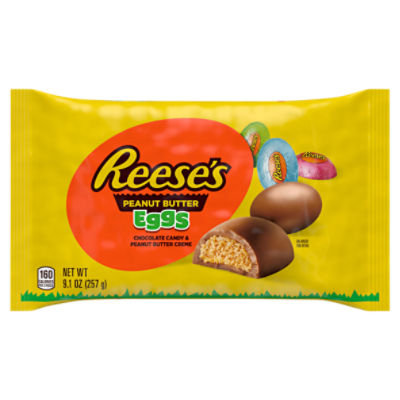 REESE'S Milk Chocolate Peanut Butter Creme Eggs Candy, Easter, 9.1 oz, Bag