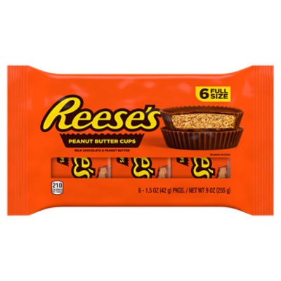 REESE'S Milk Chocolate Peanut Butter Cups, Candy Packs, 1.5 oz, 9 Ounce