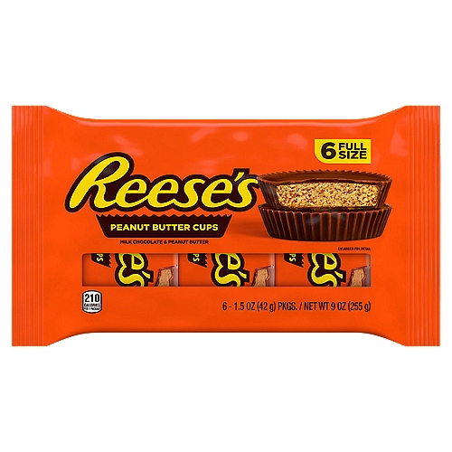 REESE'S Milk Chocolate Peanut Butter Cups, Candy Packs, 1.5 oz