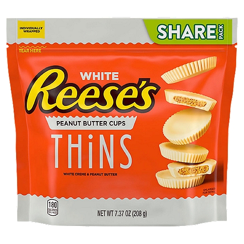 REESE'S, THiNS White Creme Peanut Butter Cups Candy, 7.37 oz