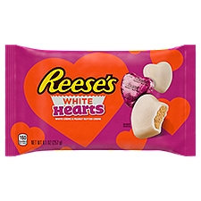 REESE'S White Creme Peanut Butter Creme Hearts, Valentine's Day Candy Bag, 9.1 oz