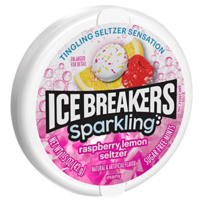 ICE BREAKERS Sparkling Raspberry Lemon Seltzer Sugar Free Mints Tin, 1.5 oz