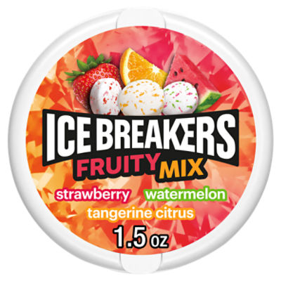 Ice Breakers Fruity Mix Strawberry Tangerine Citrus Watermelon Sugar Free Mints, 1.5 oz
