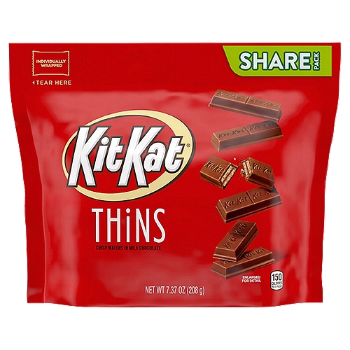 KIT KAT® THiNS Milk Chocolate Wafer Candy Bars, Individually Wrapped, 7.37 oz, Share Pack