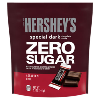 HERSHEY'S SPECIAL DARK Zero Sugar Chocolate Sugar Free Candy, Individually Wrapped, 5.1 oz, Pouch