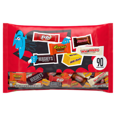 HERSHEY'S Miniatures Assorted Milk and Dark Chocolate Bite Size,  Halloween Candy Bars Bag, 9.9 oz
