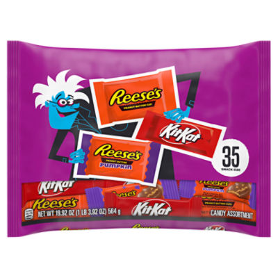 KIT KAT® and REESE'S Assorted Milk Chocolate Snack Size, Halloween Candy Bag, 19.92 oz