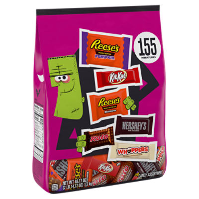 Hershey Assorted Chocolate Flavors Miniatures, Halloween Candy Bulk Bag, 46.17 oz