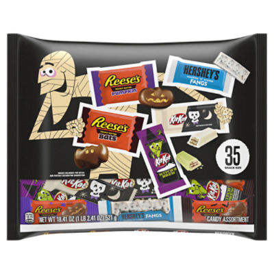 HERSHEY'S, KIT KAT® and REESE'S Assorted Flavored Snack Size, Halloween Candy Bag, 18.41 oz