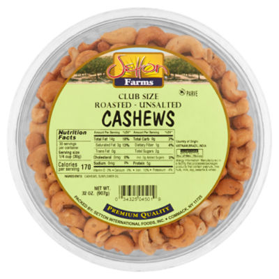 Setton Farms Roasted - Unsalted Cashews Club Size, 32 oz
