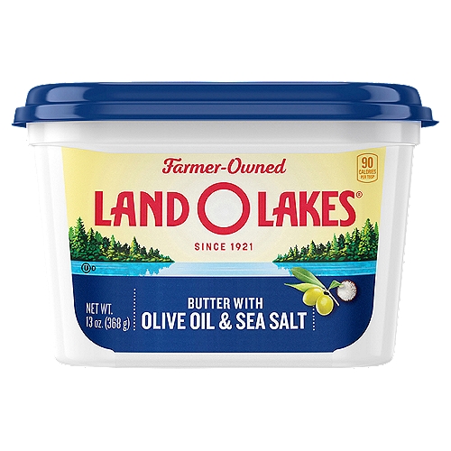 Land O Lakes® Butter with Olive Oil and Sea Salt Spread, 13 oz Tub
Land O Lakes® Butter Spread with Olive Oil & Sea Salt is made with simple ingredients and is spreadable right out of the fridge. Perfect for sautéing a savory main dish or spreading with sweet jam on a slice of warm bread. It combines the rich creaminess of the butter you love with the goodness of olive oil.