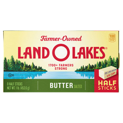 Land O Lakes® Salted Butter in Half Sticks, 8 Half Sticks, 1 lb Pack, 16 Ounce