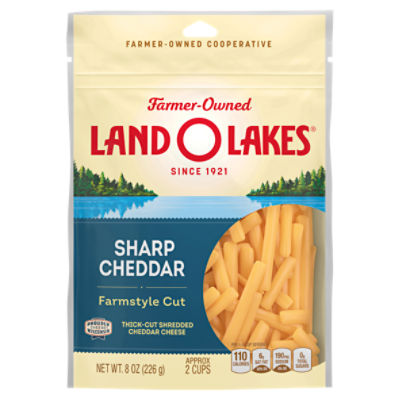 Land O Lakes Sharp Cheddar Farmstyle Cut Cheese, 8 oz