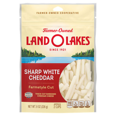 Land O Lakes Sharp White Cheddar Farmstyle Cut Cheese, 8 oz